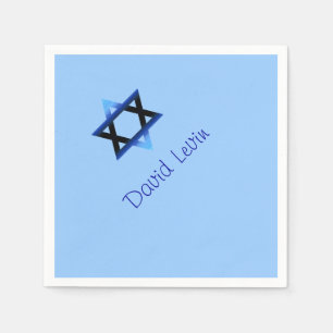Serviette En Papier Étoile bleue de David Bar Mitzvah, personnalisé