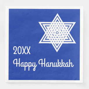 Serviette En Papier Étoile de David Blanche sur Fond Bleu Hanukkah Pa
