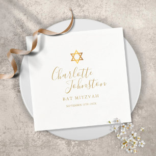 Serviette En Papier Étoile de David en or Bar Mitzvah Bat Mitzvah
