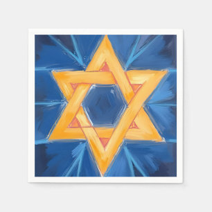 Serviette En Papier Étoile de David Hanukkah Aquarelle Bleue