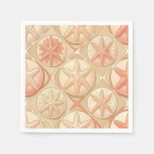 Serviette En Papier Étoile de mer corail pêche et dollar de sable