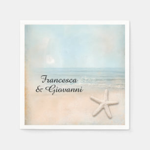 Serviette En Papier Étoile de mer de style vintage délavé Océan Plage