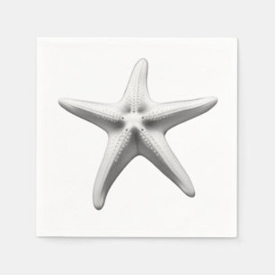 Serviette En Papier Étoile de mer noire et blanche