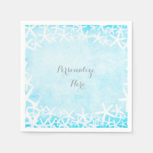 Serviette En Papier Étoile de mer peinte bleu aqua Fête personnalisée