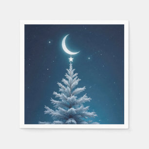 Serviette En Papier Étoile de Noël suspendue à un croissant de lune
