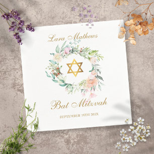 Serviette En Papier Étoile d'or bat mitzvah de David Floral