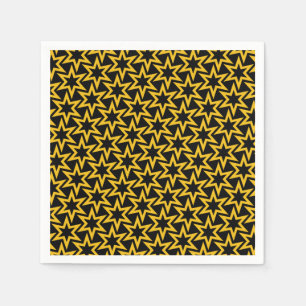 Serviette En Papier Étoile géométrique noire et jaune Motif sans coutu