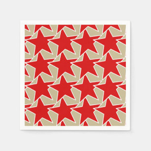 Serviette En Papier Étoile moderne géométrique - rouge-foncé et ta