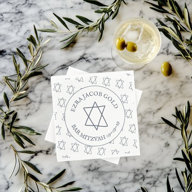Serviette En Papier Étoile simple de David Custom B'nai Bat Bar Mitzva (Simple Star of David Custom B'nai Bat Bar Mitzvah Napkins
)