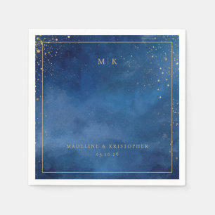 Serviette En Papier Étoiles Aquarelles Bleues Romantiques