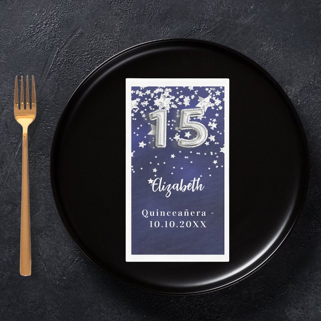Serviette En Papier étoiles bleu marine de Quinceanera (Créateur téléchargé)