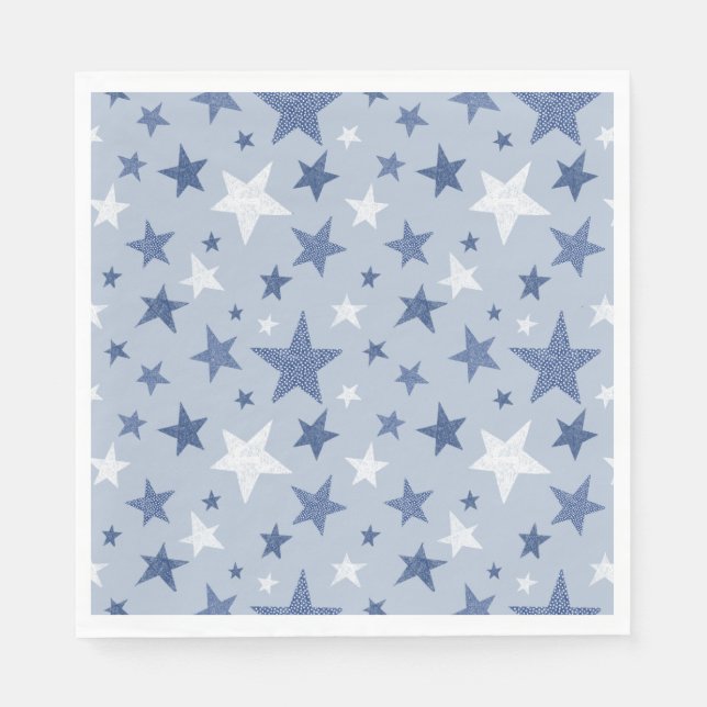 Serviette En Papier Étoiles Bleues D'Hiver (Devant)