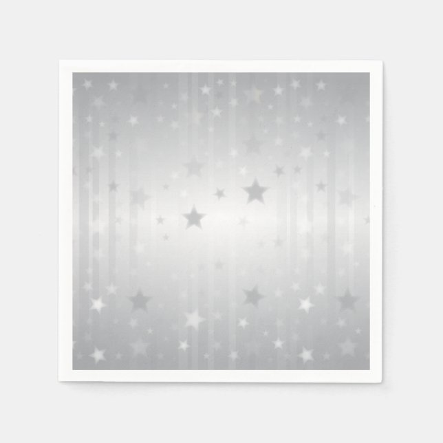 Serviette En Papier Étoiles brillantes en argent (Devant)