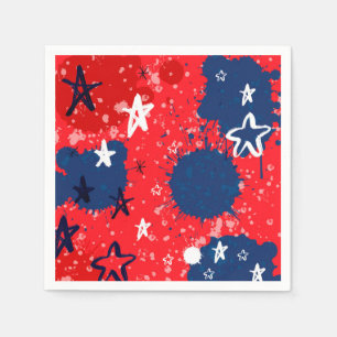 Serviette En Papier Étoiles brisées rouge, blanc et bleu