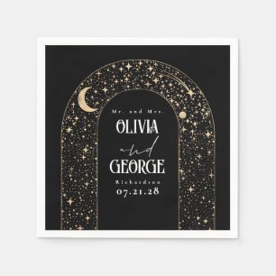 Serviette En Papier Étoiles céleste de lune Mariage noir