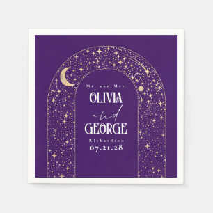 Serviette En Papier Étoiles céleste de lune Mariage violet