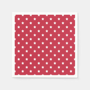 Serviette En Papier Étoiles Classiques Blanches - Rouge Cerise