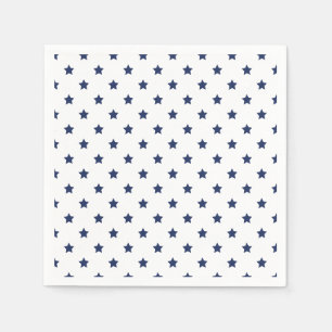 Serviette En Papier Étoiles Classiques Bleu Marine - Blanc