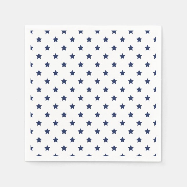 Serviette En Papier Étoiles Classiques Bleu Marine - Blanc (Devant)