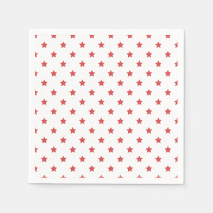 Serviette En Papier Étoiles Classiques Corail Rouge - Blanc