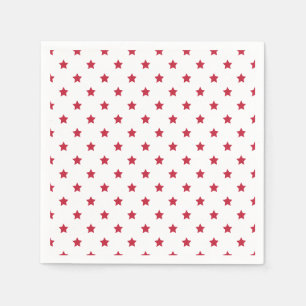 Serviette En Papier Étoiles Classiques Rouge Cerise - Blanc