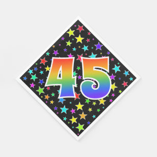 Serviette En Papier Étoiles colorées + Motif "45" d'arc-en-ciel