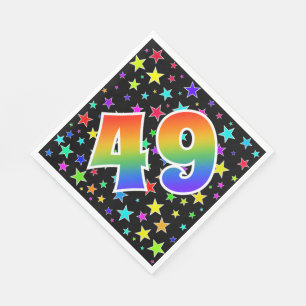 Serviette En Papier Étoiles colorées + Motif "49" d'arc-en-ciel