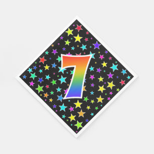 Serviette En Papier Étoiles colorées + Motif "7" d'arc-en-ciel