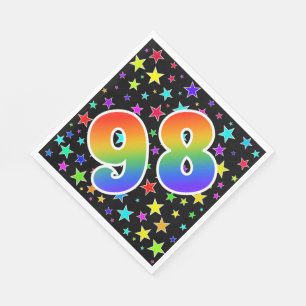 Serviette En Papier Étoiles colorées + Motif "98" d'arc-en-ciel