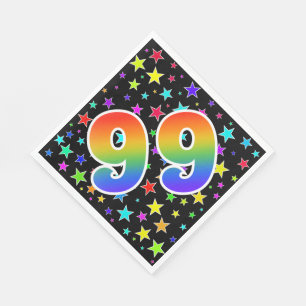 Serviette En Papier Étoiles colorées + Motif "99" d'arc-en-ciel