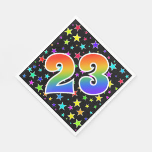 Serviette En Papier Étoiles colorées + Motif arc-en-ciel "23" N° d'évé