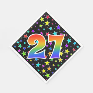 Serviette En Papier Étoiles colorées + Motif arc-en-ciel "27" N° d'évé
