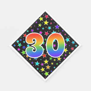 Serviette En Papier Étoiles colorées + Motif arc-en-ciel "30" N° d'évé