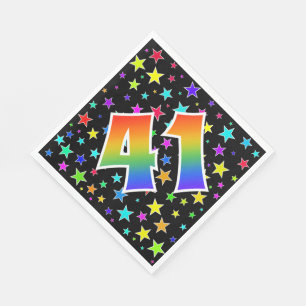 Serviette En Papier Étoiles colorées + Motif arc-en-ciel "41" N° d'évé