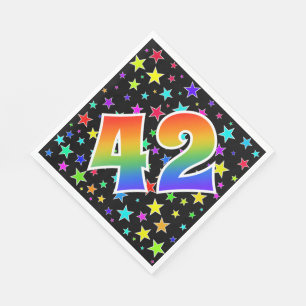 Serviette En Papier Étoiles colorées + Motif arc-en-ciel "42" N° d'évé