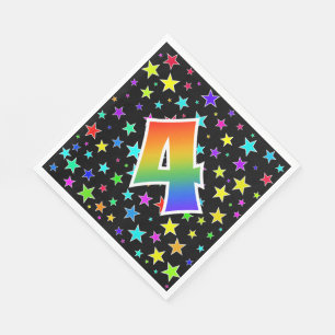 Serviette En Papier Étoiles colorées + Motif arc-en-ciel "4" N° événem