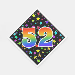 Serviette En Papier Étoiles colorées + Motif arc-en-ciel "52" N° d'évé