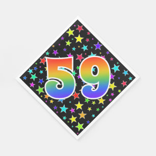 Serviette En Papier Étoiles colorées + Motif arc-en-ciel "59" N° d'évé