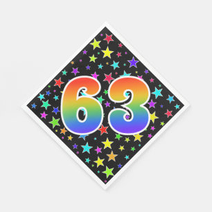 Serviette En Papier Étoiles colorées + Motif arc-en-ciel "63" N° d'évé