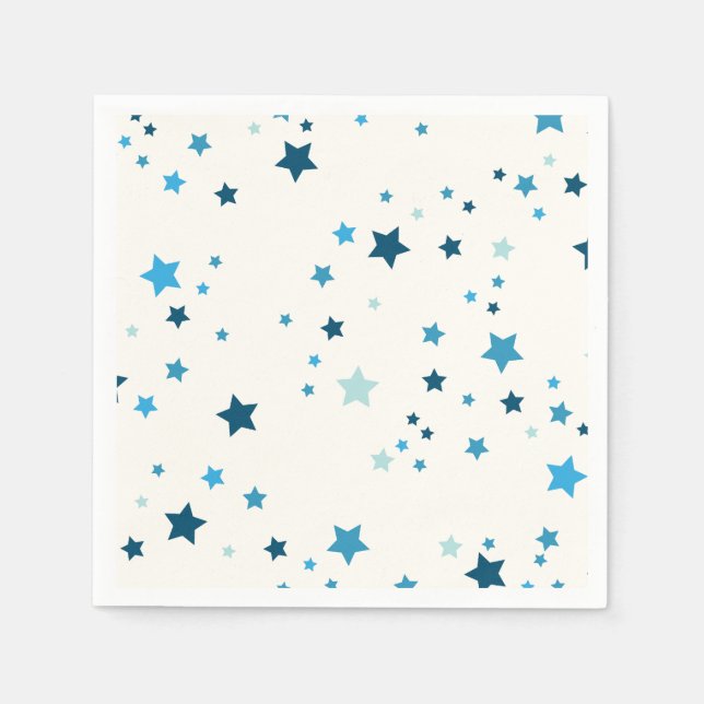 Serviette En Papier Étoiles dans plusieurs tons bleus (Devant)