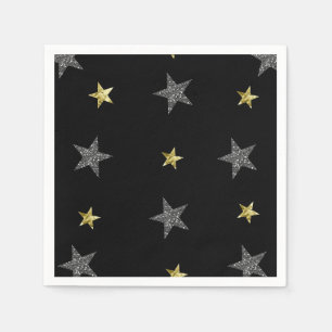 Serviette En Papier Étoiles d'Argent et d'Or Fête des Stars de Hollywo