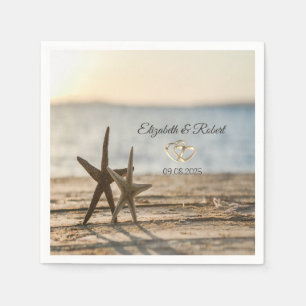 Serviette En Papier Étoiles de mer Mariage sur la plage de sable