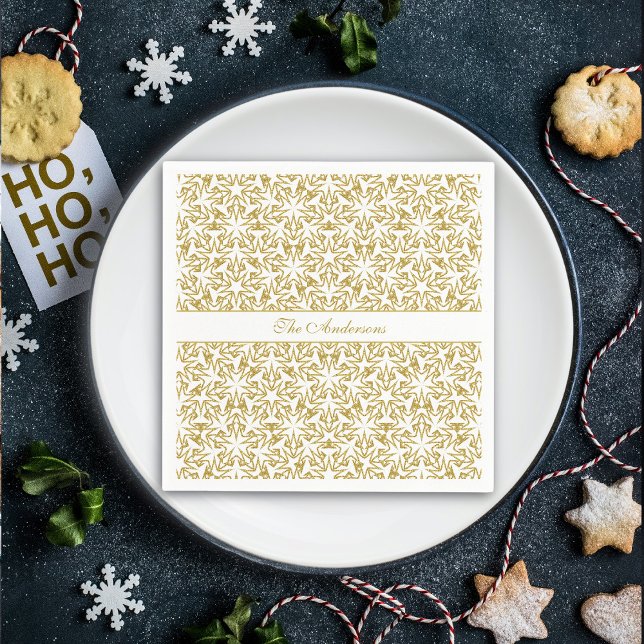 Serviette En Papier Étoiles de Noël Motif de luxe Or personnalisé (Créateur téléchargé)