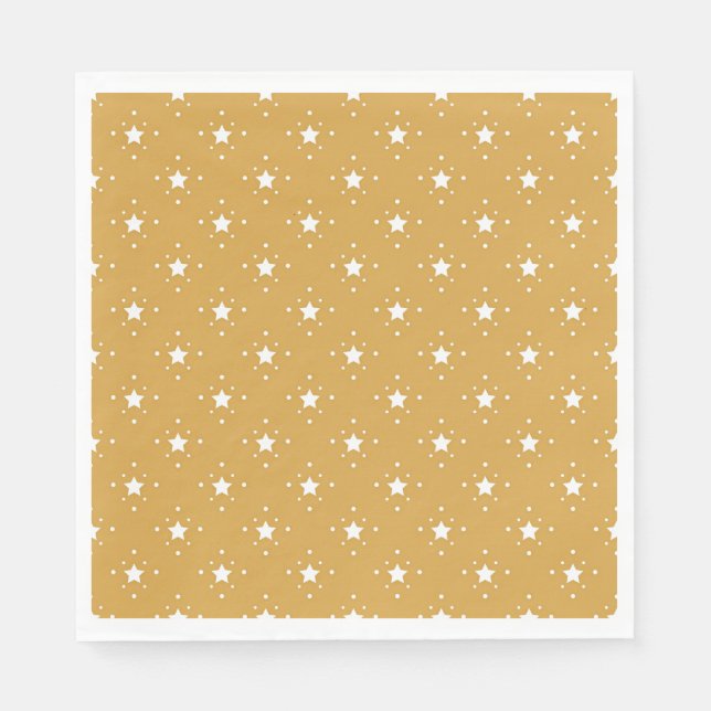 Serviette En Papier Étoiles décoratives sur fond doré (Devant)