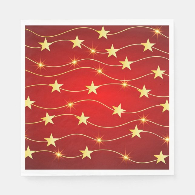 Serviette En Papier Étoiles d'or de Noël (Devant)