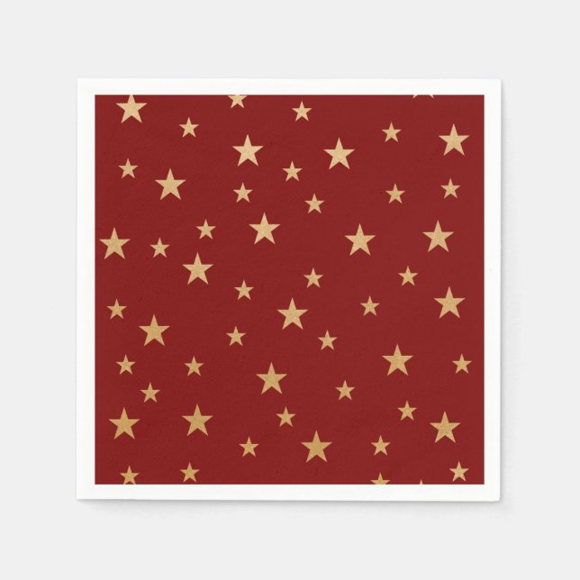 Serviette En Papier Etoiles d'or et rouge (Devant)