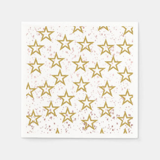 Serviette En Papier Etoiles Élégantes Confetti Pink, Blanc Et Gold Par