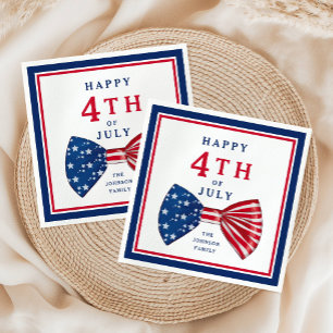 Serviette En Papier Étoiles et bandes patriotiques Joyeux 14 juillet