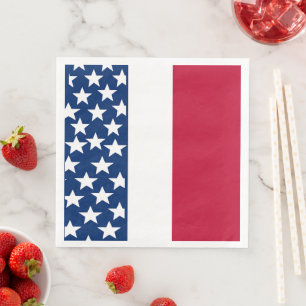 Serviette En Papier Étoiles et bandes rouges, blanches et bleues 4 jui