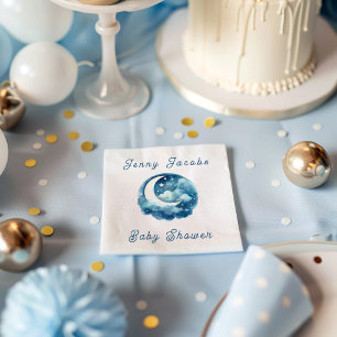 Serviette En Papier Etoiles et lune rêve baby shower bleu invitation
